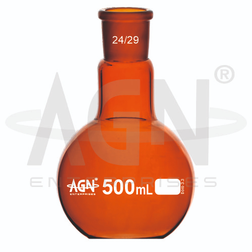 [AJK-FLAS-8900] AJKANT Boiling Flasks Flat Bottom Single Neck Amber with Socket (Model: AJK-FLAS-8900)