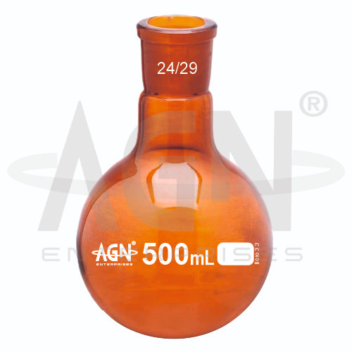 [AJK-FLAS-8898] AJKANT Boiling Flasks Round Bottom Single Neck Amber with Socket (Model: AJK-FLAS-8898)
