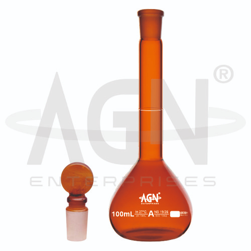 [AJK-LAGL-8876] AJKANT Volumetric Flasks Wide Mouth Amber Class A with Batch Certificate (Model: AJK-LAGL-8876)