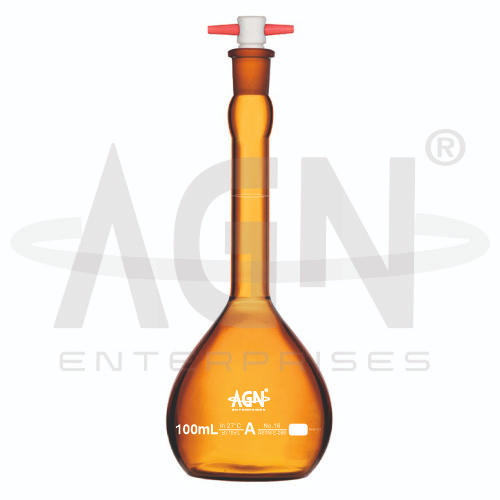 [AJK-LAGL-8811] AJKANT Volumetric Flasks Amber with PTFE Stopper ASTM Class A with Batch Certificate (Model: AJK-LAGL-8811)