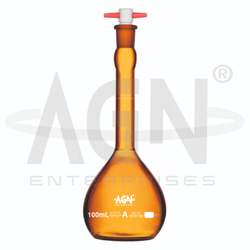 [AJK-LAGL-8809] AJKANT Volumetric Flasks Amber with PTFE Stopper ASTM Class A (Model: AJK-LAGL-8809)