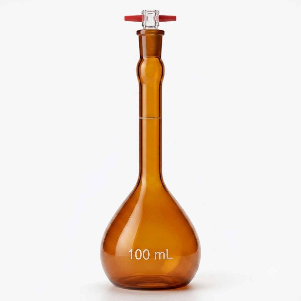 AJKANT Volumetric Flasks Amber with Penny Head Stopper ASTM Class A with Batch Certificate (Model: AJK-LAGL-8807)