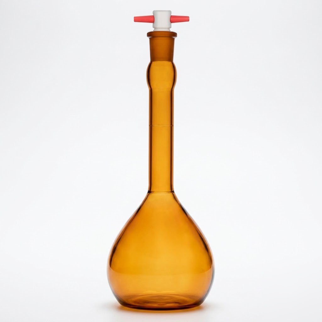 [AJK-LAGL-8807] AJKANT Volumetric Flasks Amber with Penny Head Stopper ASTM Class A with Batch Certificate (Model: AJK-LAGL-8807)