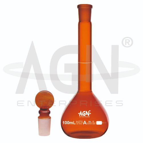 [AJK-LAGL-8805] AJKANT Volumetric Flasks Amber with Penny Head Stopper ASTM Class A (Model: AJK-LAGL-8805)