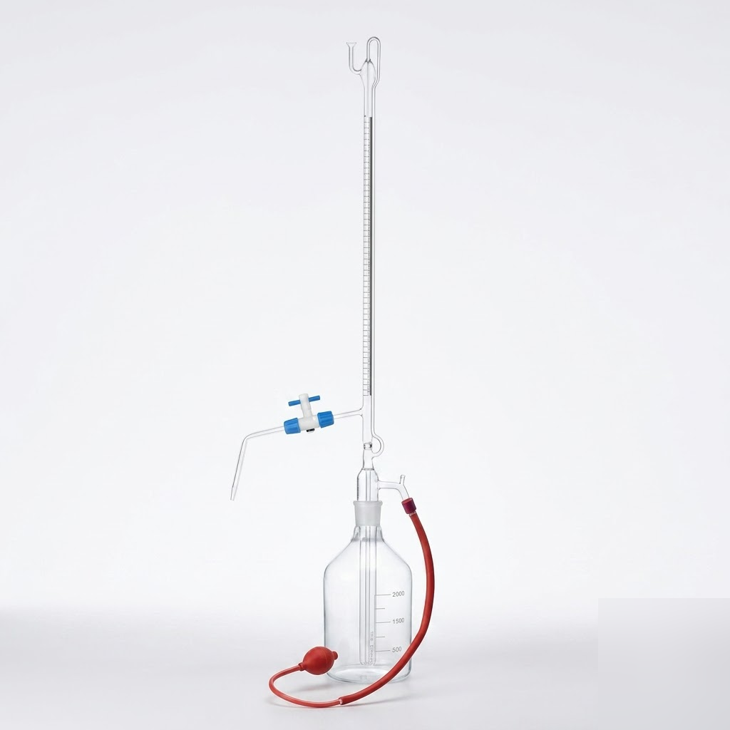 [AJK-BURE-8050] AJKANT Burettes Automatic with PTFE PTFE Needle Valve Stopcock Schellbach Stripe Class A with Batch Certificate (Model: AJK-BURE-8050)