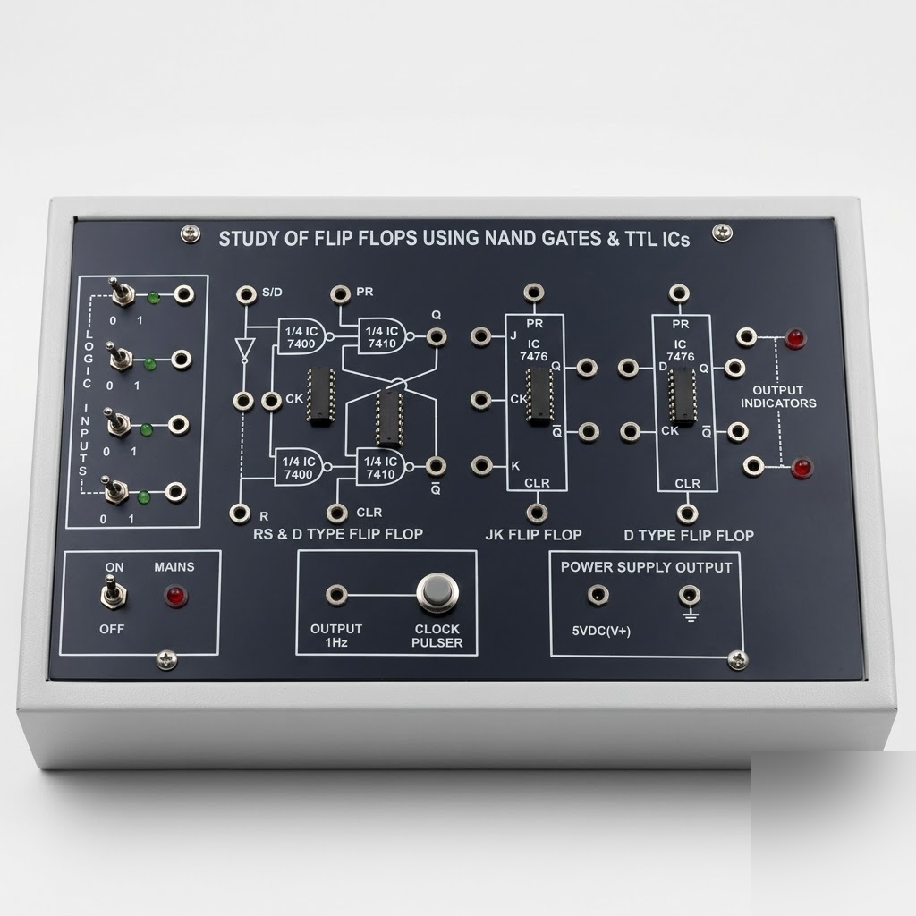 [AJK-DIEL-6909] AJKANT Flip Flops using TTL ICs and NAND Gates (Model: AJK-DIEL-6909)