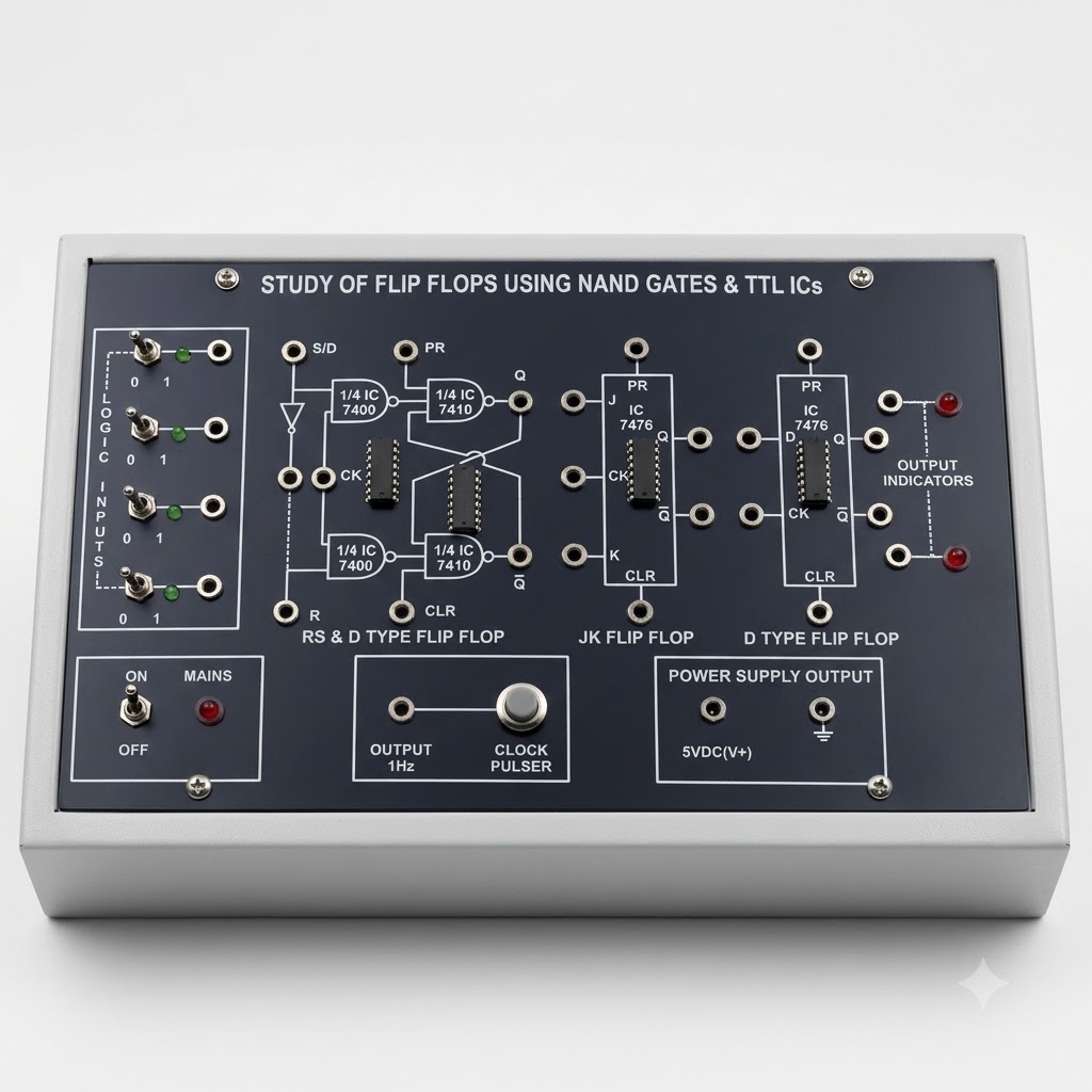 [AJK-DIEL-6909] AJKANT Flip Flops using TTL ICs and NAND Gates (Model: AJK-DIEL-6909)