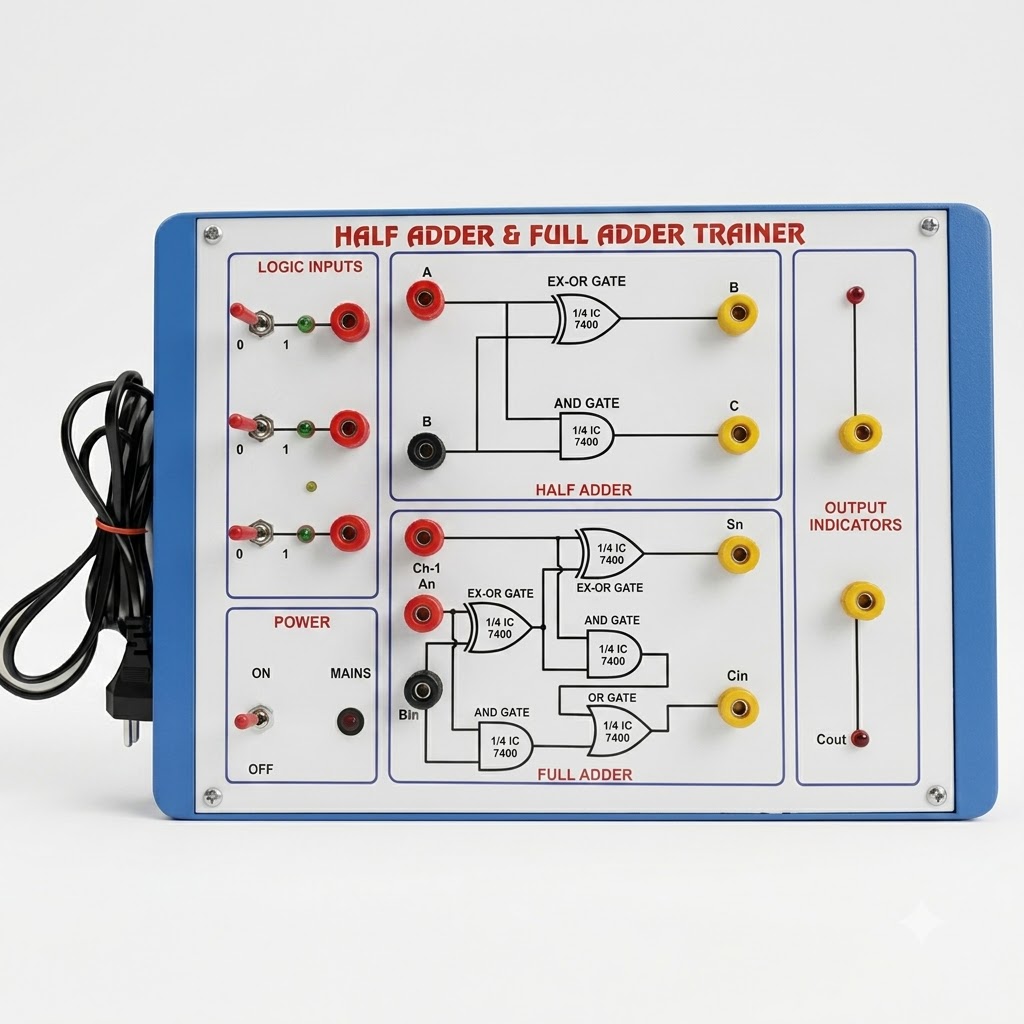 [AJK-DIEL-6905] AJKANT Digital Trainer to verify Half Adder and Full Adder (Model: AJK-DIEL-6905)