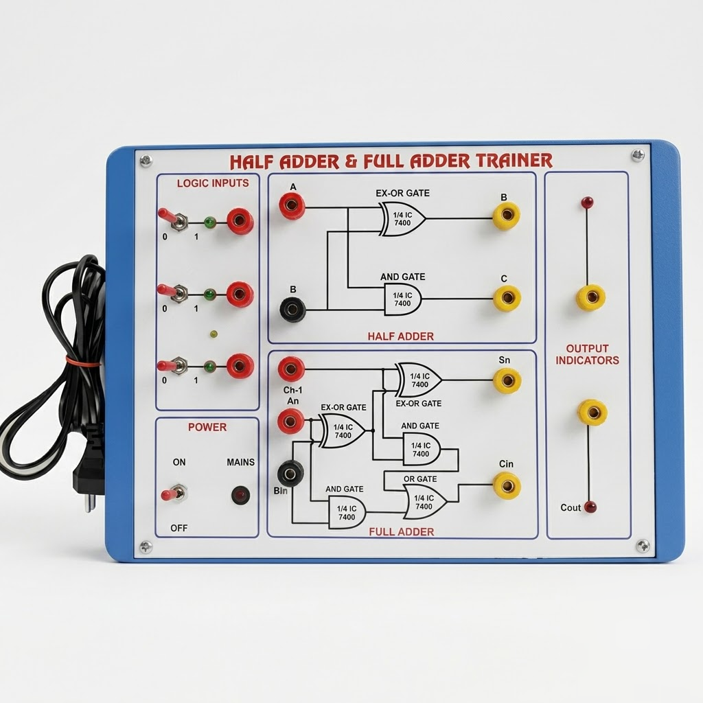 [AJK-DIEL-6905] AJKANT Digital Trainer to verify Half Adder and Full Adder (Model: AJK-DIEL-6905)