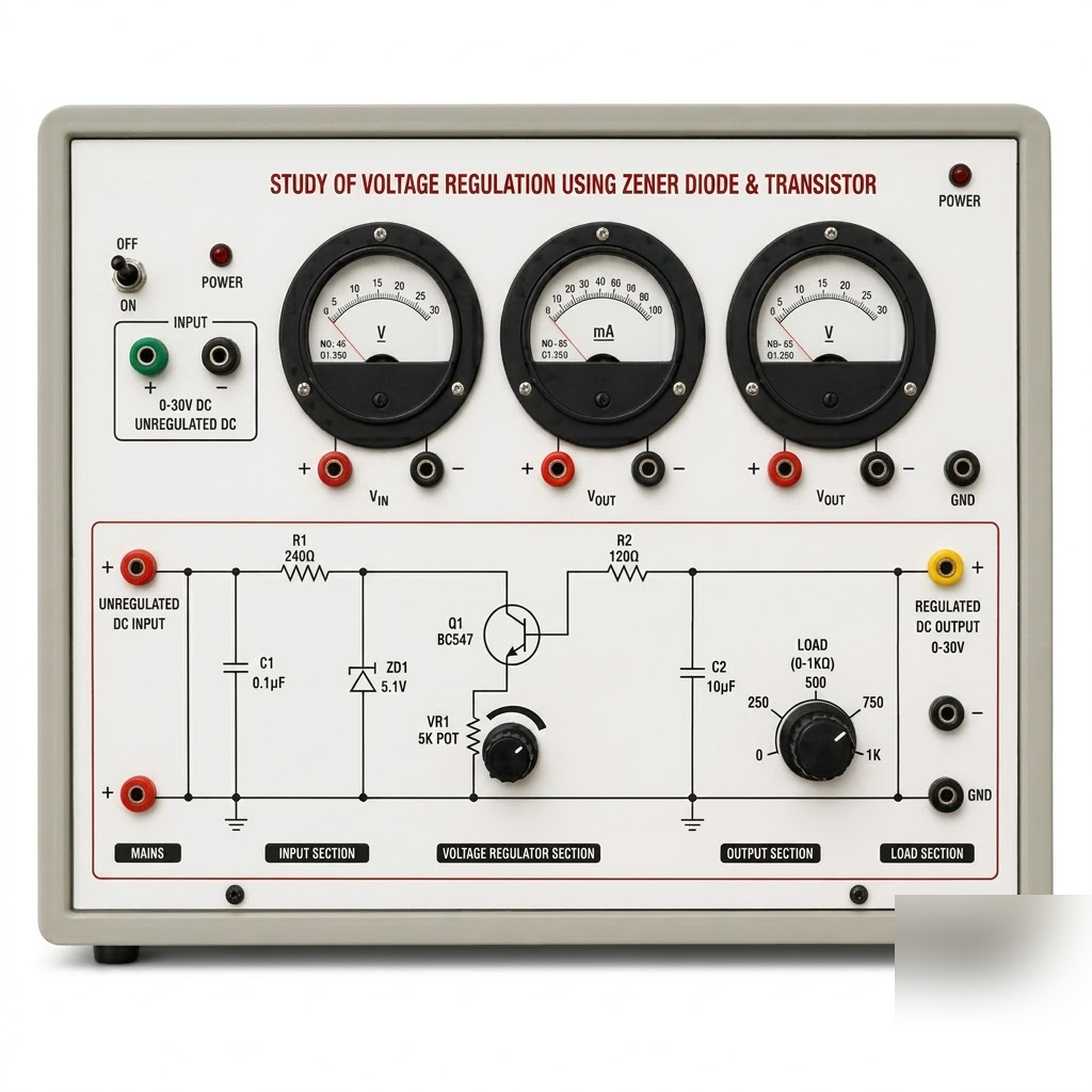 [AJK-ELLA-6782] AJKANT Voltage Regulation Using Zener Diode & Transistor (Model: AJK-ELLA-6782)
