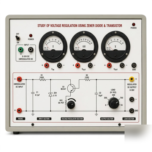 [AJK-ELLA-6782] AJKANT Voltage Regulation Using Zener Diode & Transistor (Model: AJK-ELLA-6782)