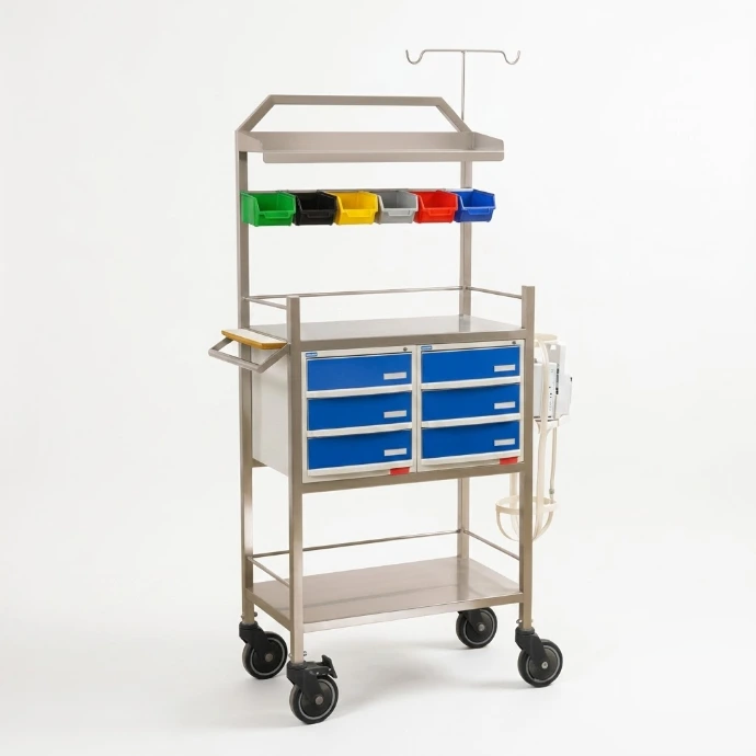 [AJK-CAAM-4902] AJKANT CRASH CART TROLLEY SS 6 DRAWER (Model: AJK-CAAM-4902)
